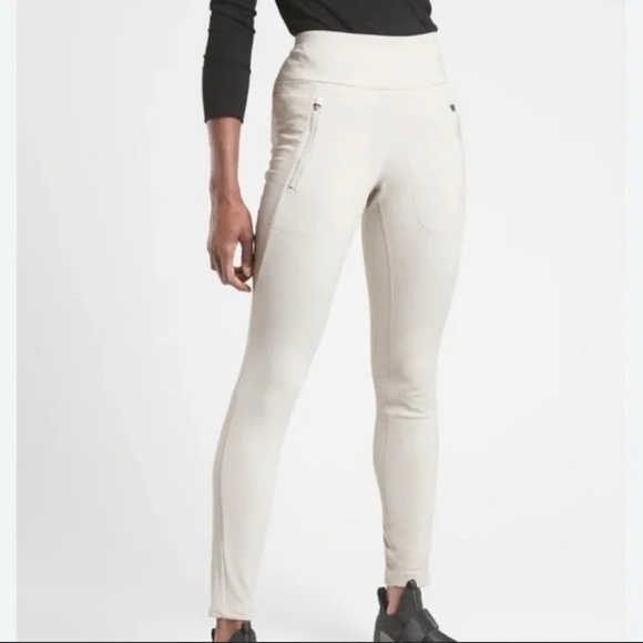 althleta women’s Cream High-Waisted Peak hybrid fleece tight leggings - Picture 1 of 10